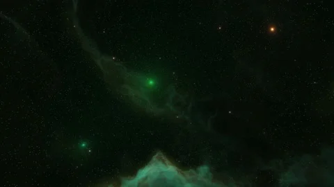 Nebula in outer space, stars emitting green light,8k video Stock Footage 219979993