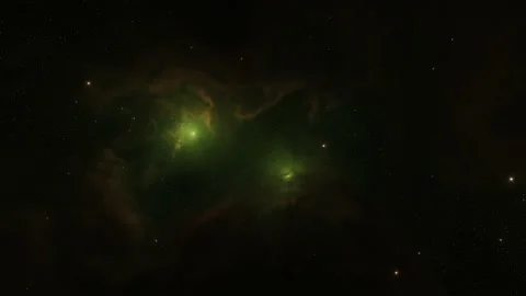 Nebula in outer space, stars emitting green light Stock Footage 220906034