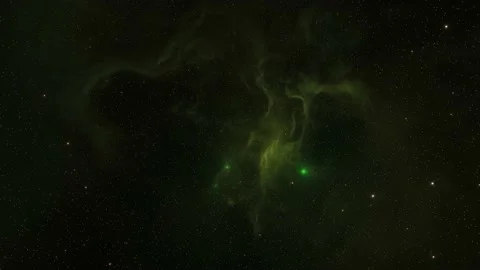 Nebula in outer space, stars emitting green light Stock Footage 220906077
