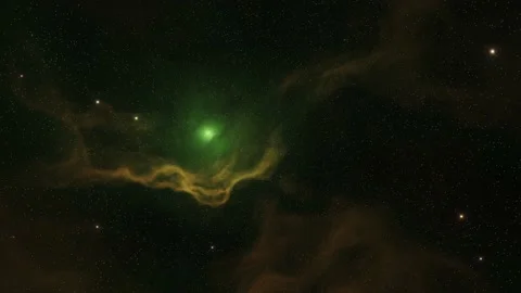 Nebula in outer space, stars emitting green light Stock Footage 221112902