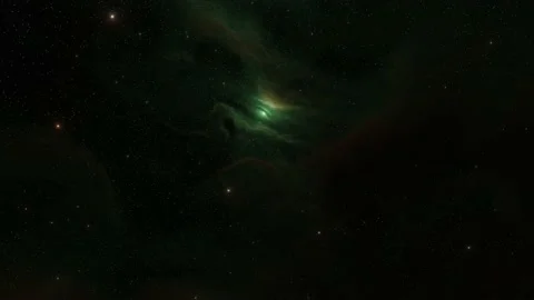 Nebula in outer space, stars emitting green light Stock Footage 221112928
