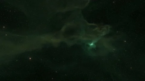 Nebula in outer space, stars emitting green light Stock Footage 221112930