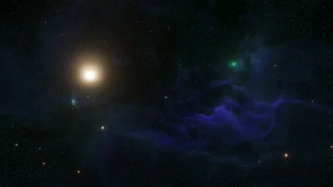 Nebula in outer space, stars emitting green light Stock Footage 221167293