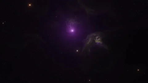 Nebula in outer space,purple stars Stockbeeldmateriaal 220905904