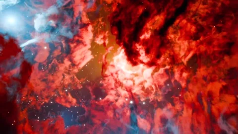 Nebula, red glowing gas cloud in the outer space, abstract concept. Stock Footage 296131065