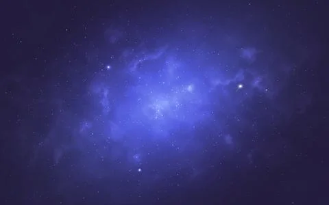 Nebula space background with glowing blue clouds and stars. Magic Infinite Stock Illustration