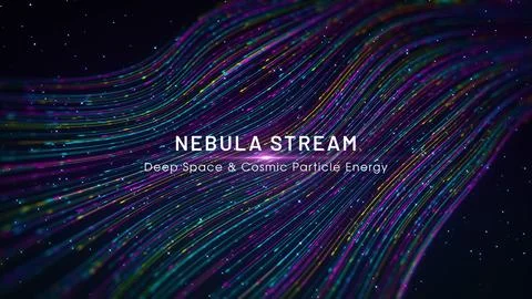 Nebula Stream Title Over Flowing Cosmic Particle Waves Stock Illustration