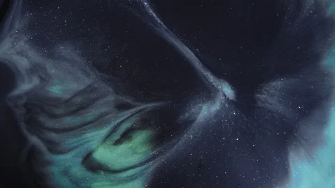 Nebula Style Ink Flow With Teal Glow and Starry Specks Stock Footage 346607150