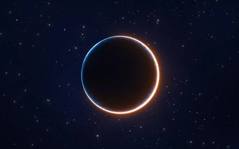 Nebulae and planet, 3d rendering. Stock Illustration