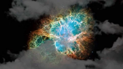 Nebular moving back silhouette dark cloud on the night sky time lapse Stock Footage 143127234