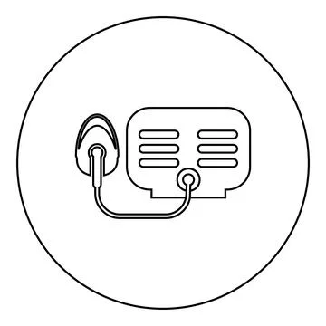 Nebulizer with mask icon in circle round black color vector illustration imag Illustrazione stock