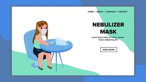 Nebulizer Mask Medicine Tool Use Girl Child Vector Stock Illustration