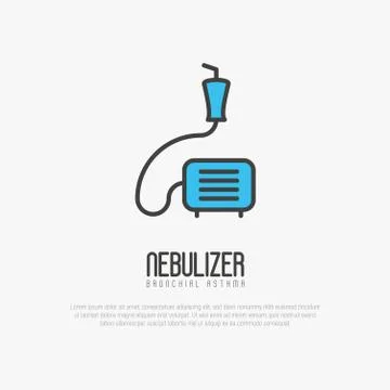 Nebulizer thin line icon from asthma and respiratory diseases. Stock Illustration