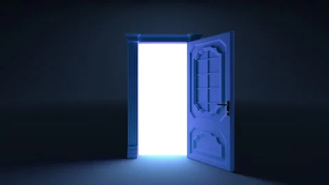 In a nebulous space, light unveils doors to the promise of Web 3.0 and Meta.. Stock Footage 252065060