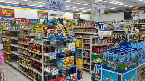 Necessities sold in a supermarket. East Java, Malang - August 8, 2025 Stock Photos