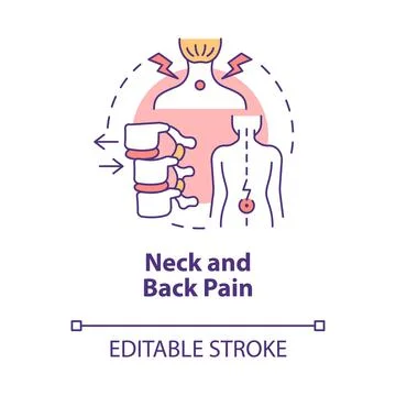 Neck and back pain concept icon 스톡 일러스트