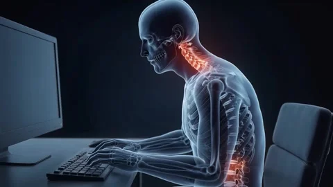 Neck and Back Pain from Sitting. 스톡 동영상 342617015