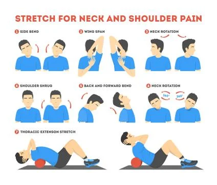 Neck and shoulder exercise. Stretch to relieve neck pain Stock Illustration