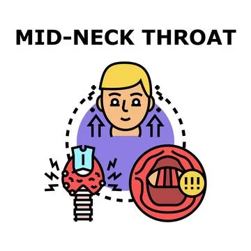 Neck and throat problems with thyroid gland pain Stock Illustration