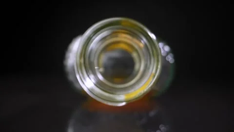 The neck of an empty bottle for cognac close-up. Dolly shot Stock Footage 244938492