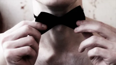 Neck of a man with black tie Stock-Footage 68205435
