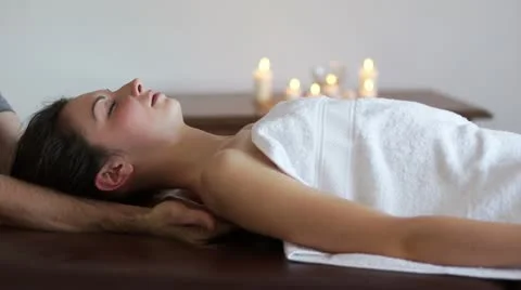 Neck massage. Alignment of the cervical | Stock Video | Pond5
