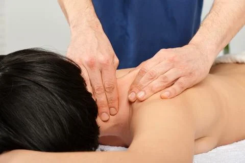 Neck massage Stock Photos