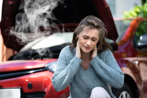 Neck Pain After Car Accident. Injury Claim Stock Photos