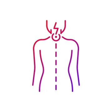 Neck pain gradient linear vector icon Stock Illustration