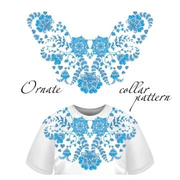 Neck print vector floral design. Fashion white lace collar. Vector illustration Illustrazione stock