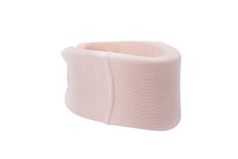 Neck support brace on white background , soft cervical collar. Stock Photos