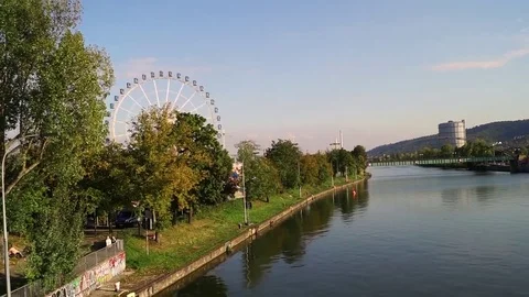 Neckar river and panoramic wheel Video stock 81999360