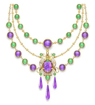 Necklace with amethyst Stock Illustration