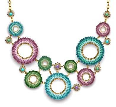 Necklace with beaded rings Stock Illustration