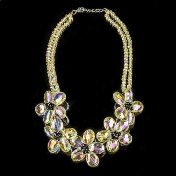Necklace on a black background Stock Photos