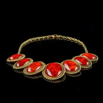 Necklace on a black background Stock Photos