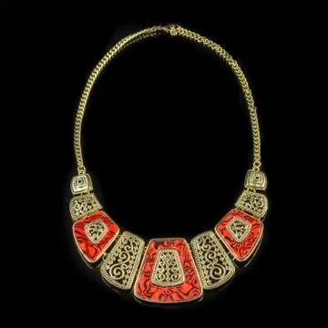 Necklace on a black background Stock Photos
