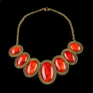 Necklace on a black background Stock Photos
