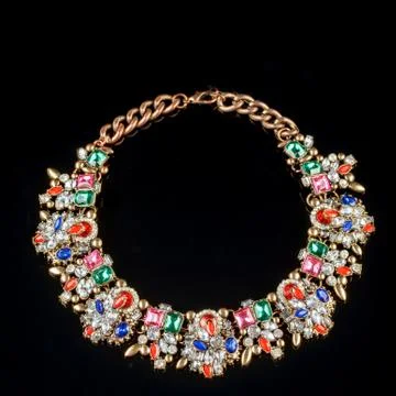 Necklace on a black background Stock Photos