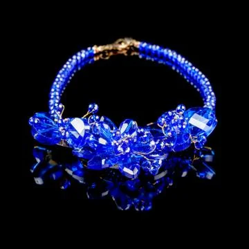Necklace on a black background Stock Photos