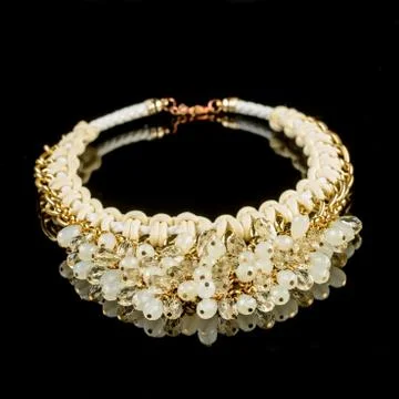 Necklace on a black background Stock Photos