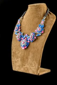 Necklace on a black background Stock Photos