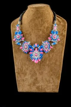 Necklace on a black background Stock Photos