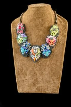 Necklace on a black background Stock Photos