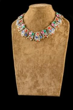 Necklace on a black background Stock Photos
