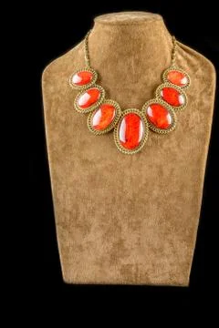 Necklace on a black background Stock Photos