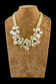Necklace on a black background Stock Photos