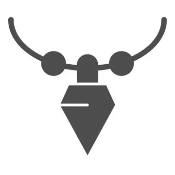 Necklace with diamond solid icon. Chain with pendant vector illustration 스톡 일러스트