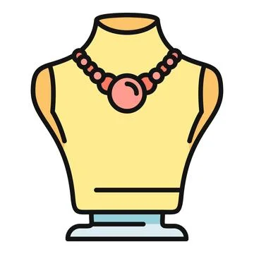 Necklace dummy displaying single modern round bead necklace Stock Illustration