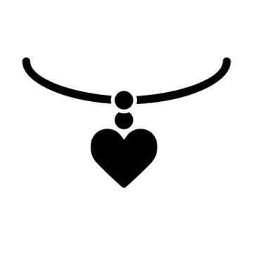 Necklace with heart line icon, solid vector sign, linear style pictogram Stock Illustration